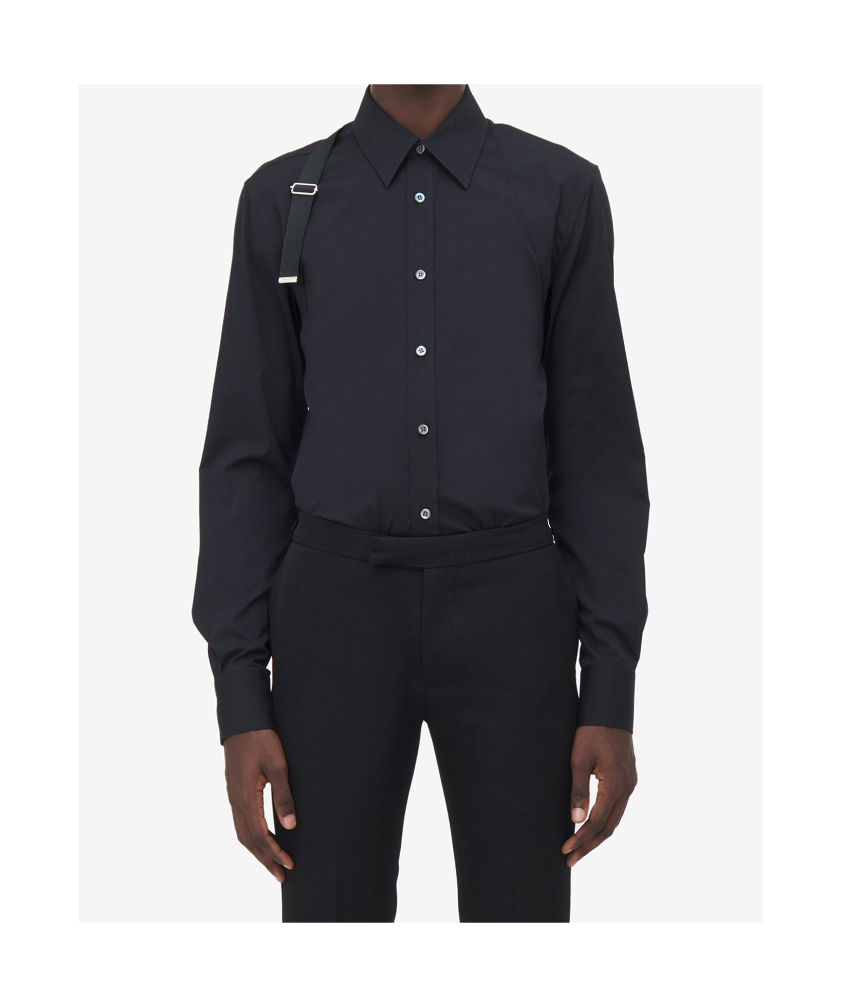 Alexander Mcqueen Harnes Long Sleeved Shirt In Black