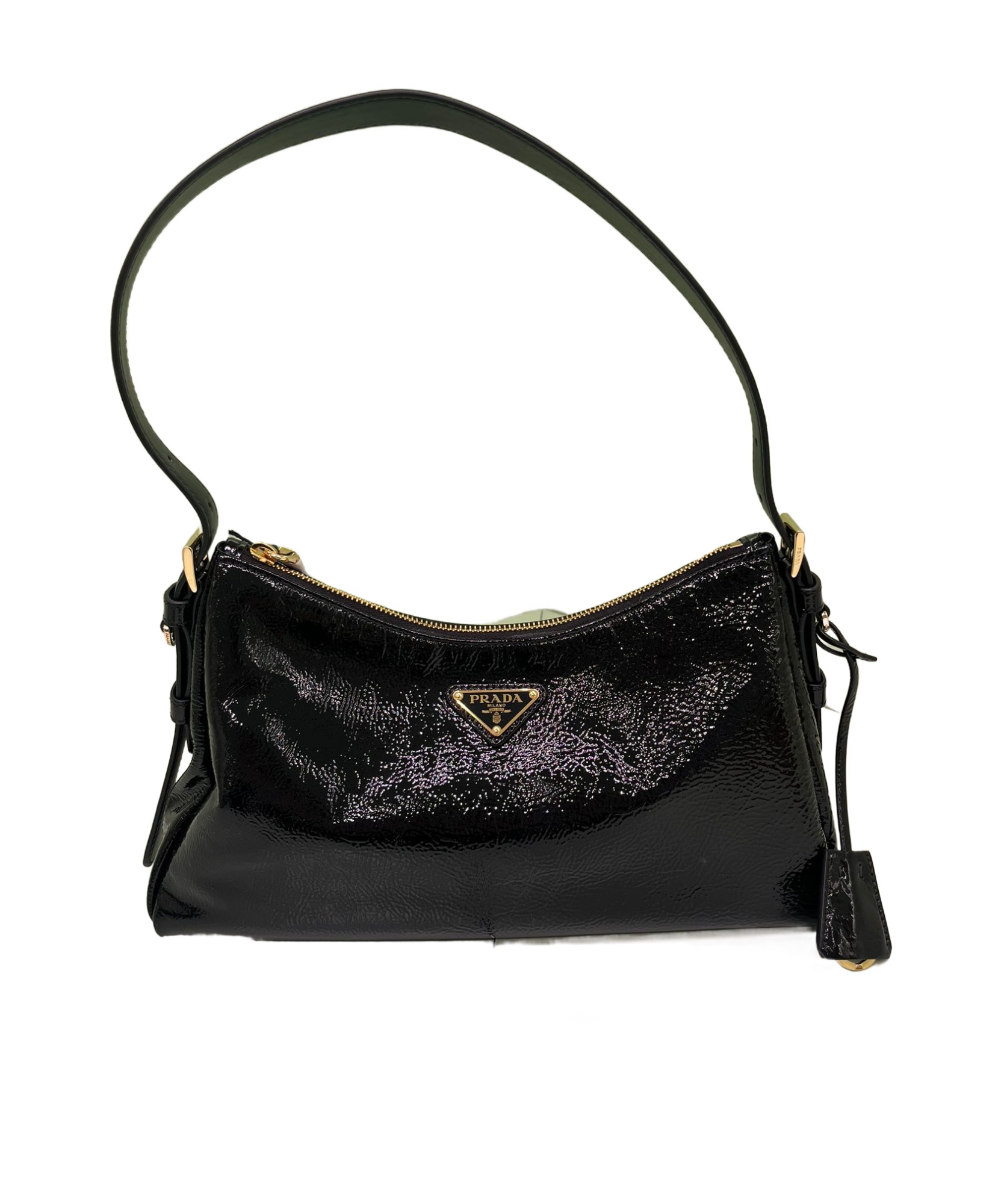 Prada Aimée Medium Naplak Leather Shoulder Bag In Black