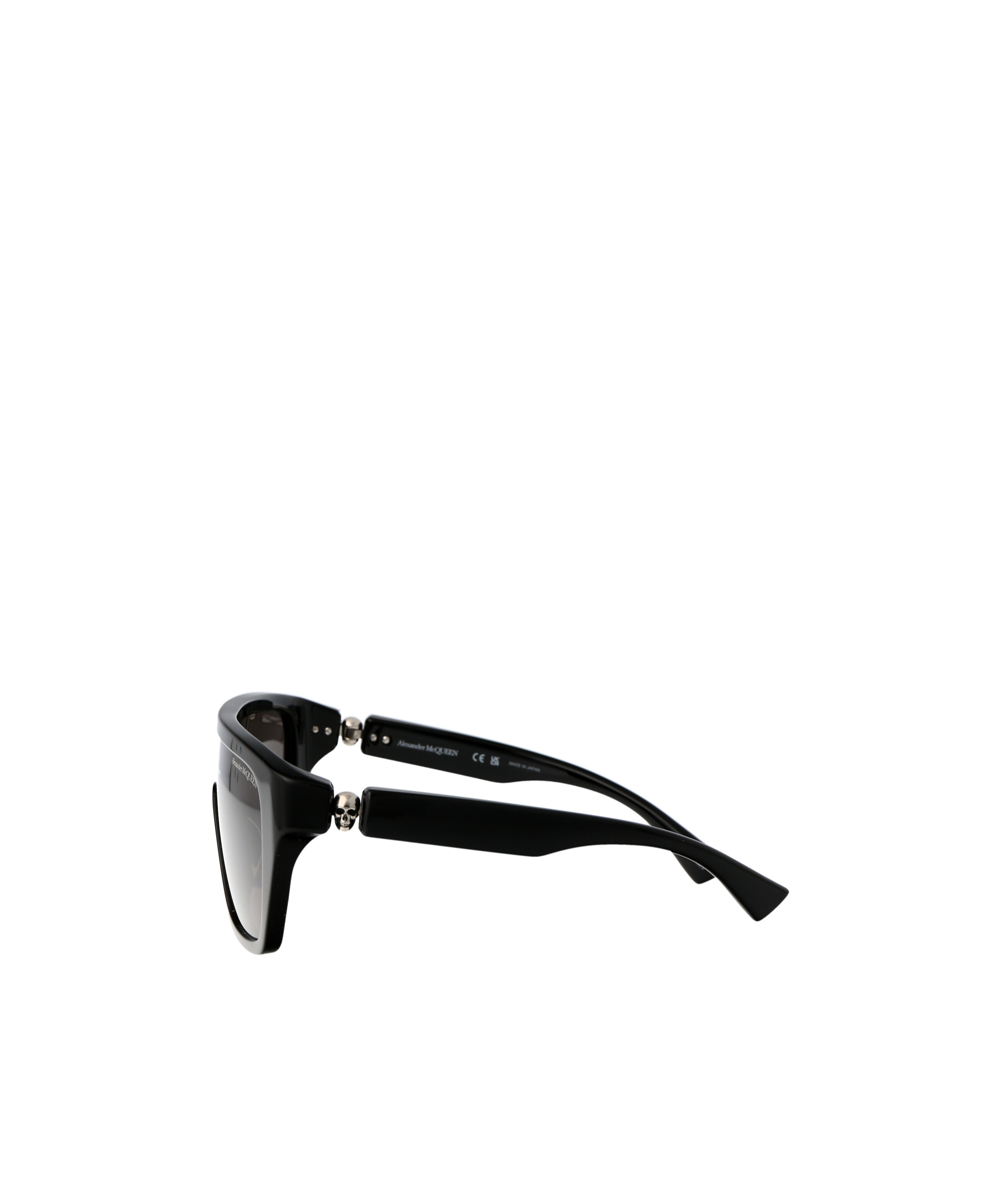 Alexander Mcqueen Skull-hinged Shield-frame Sunglasses In Black