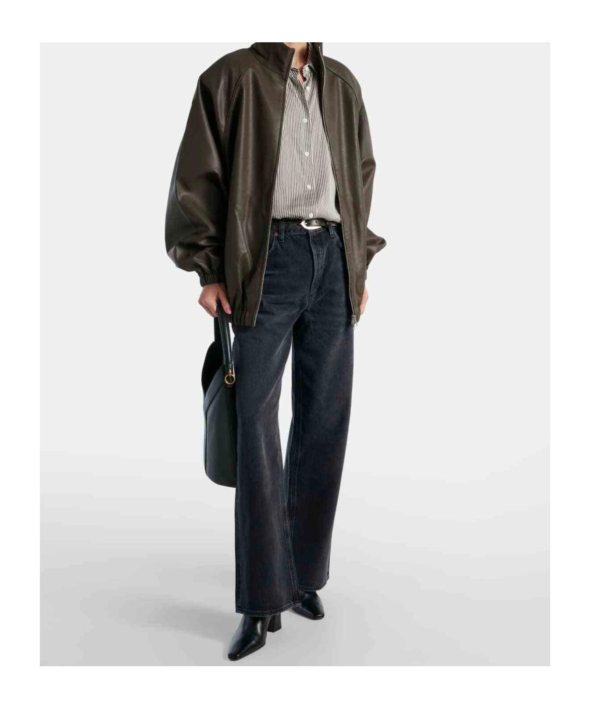 Agolde Low Slung Wide-leg Denim Trousers In Black