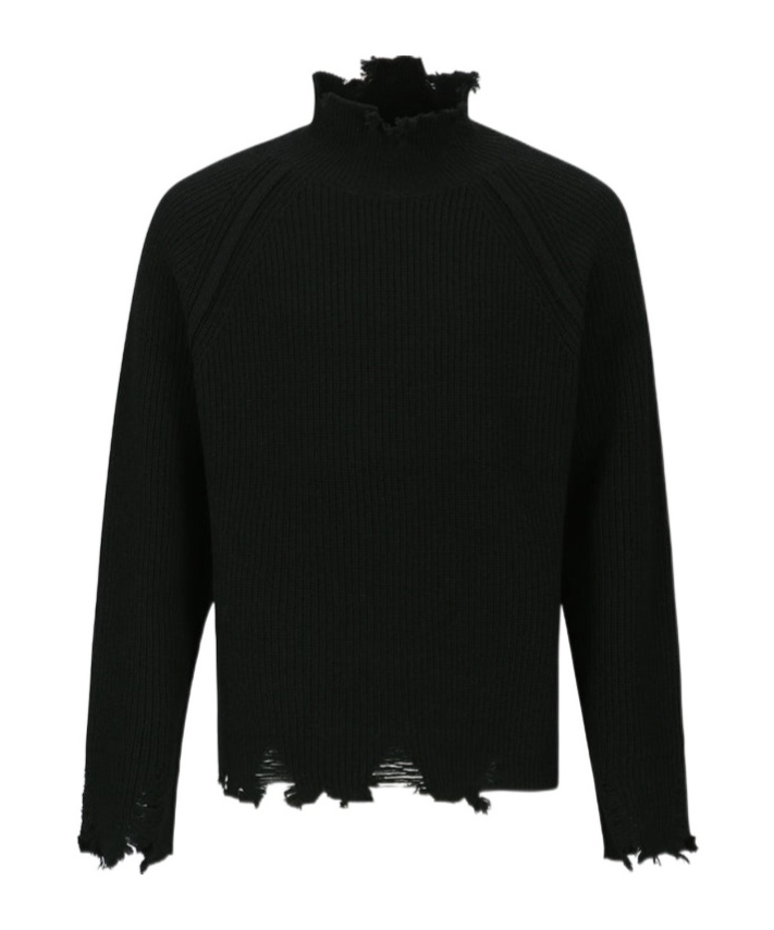 Andersson Bell Roghen Distressed Turtleneck Sweater In Black
