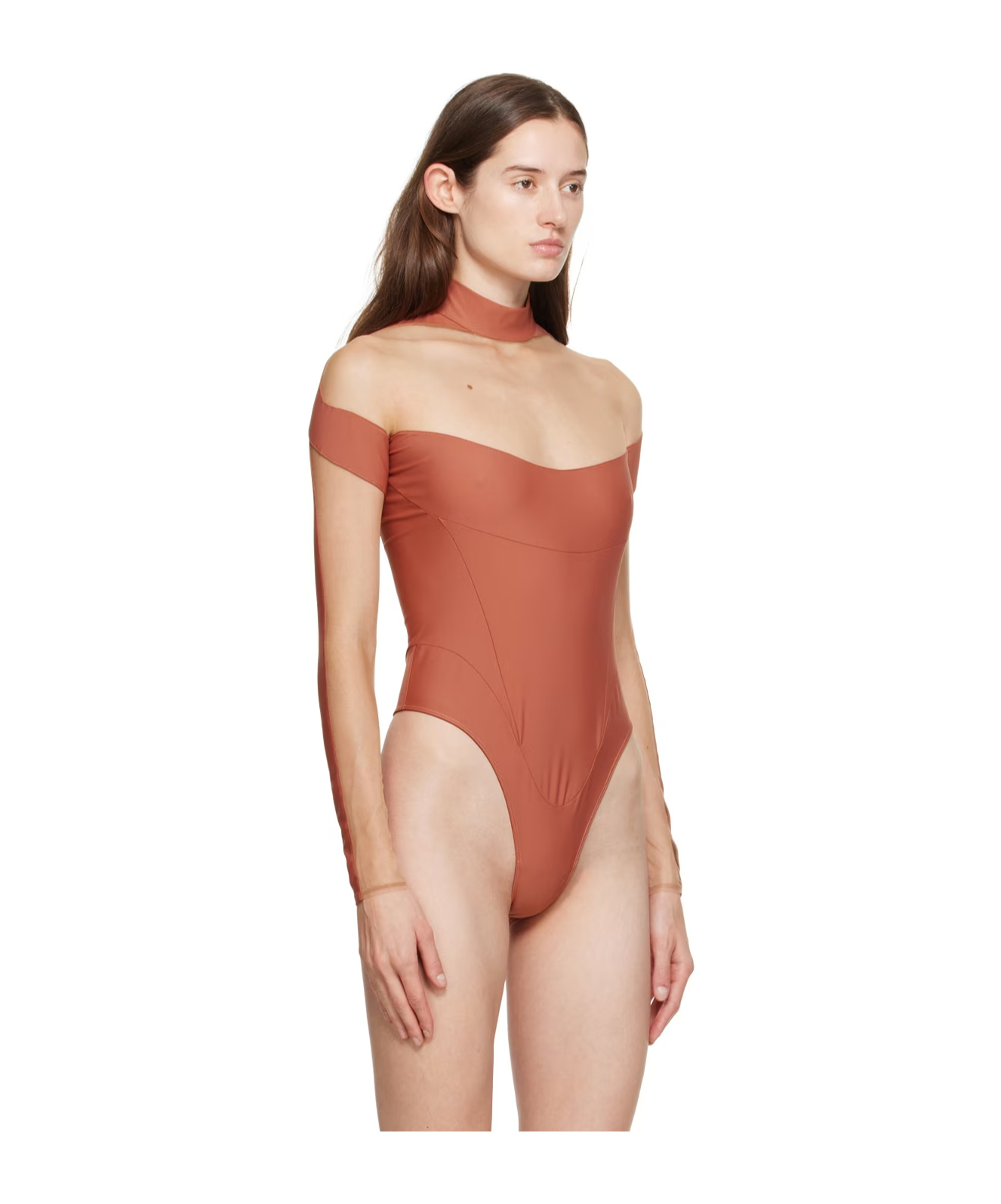 Mugler Small High-neck Zipper One-piece In Multicolor