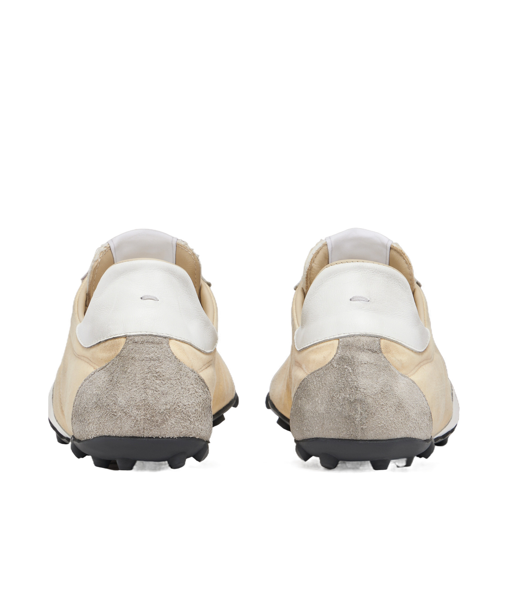 Maison Margiela Leather Lace-up Trainers Featuring Suede Accents In White