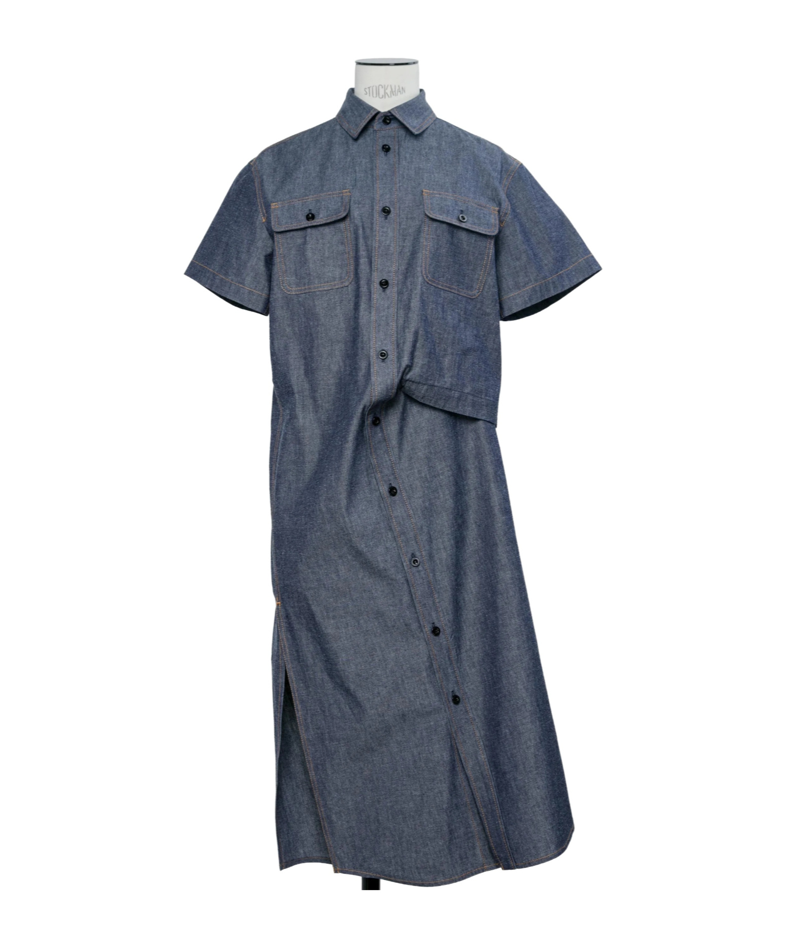 Sacai Short-sleeved Dress In Blue
