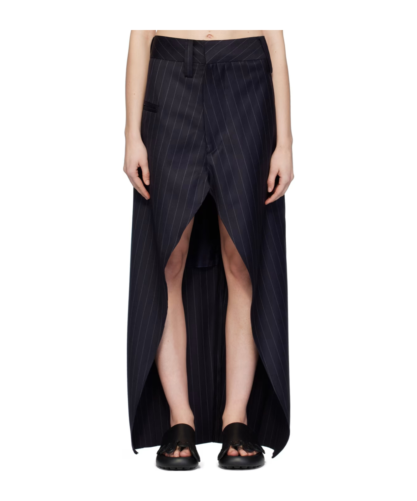 Doublet Black One Leg Maxi Skirt In Black