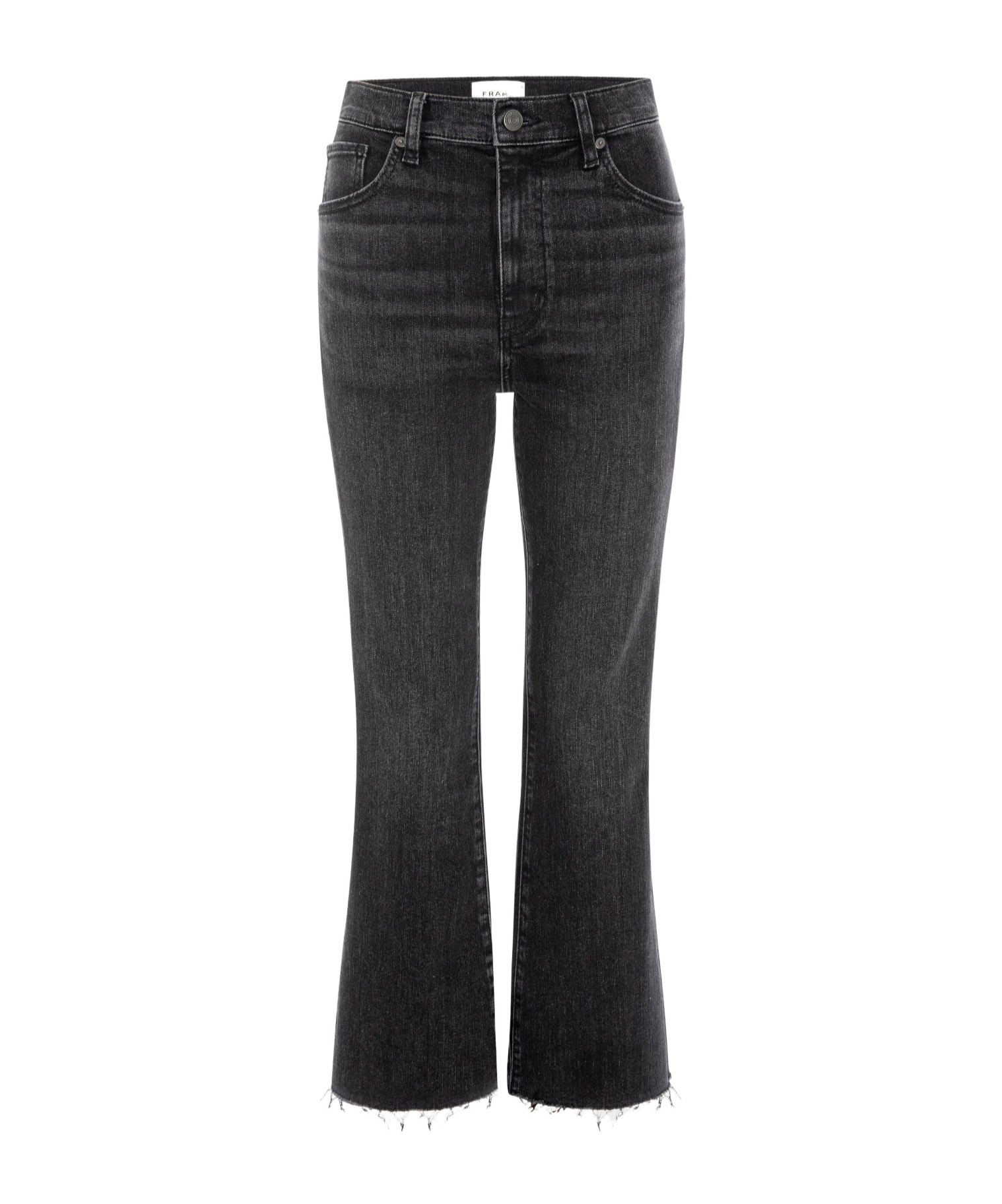 Frame Le Crop Flare Cropped Coated High-rise Flared Jeans In Gray
