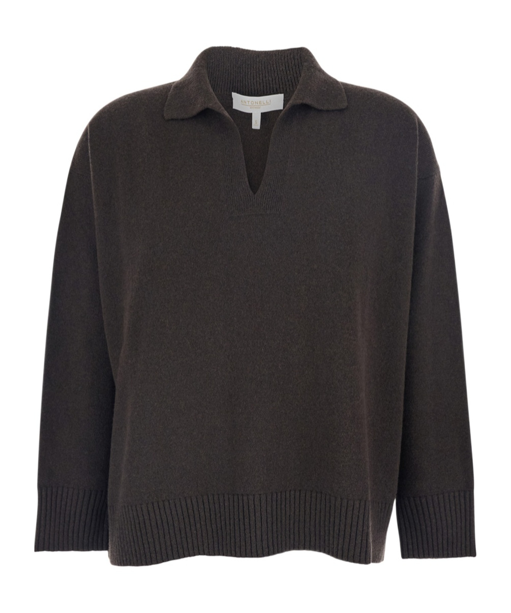 Antonelli V-neck Long-sleeve Knitted Sweater In Animal Print
