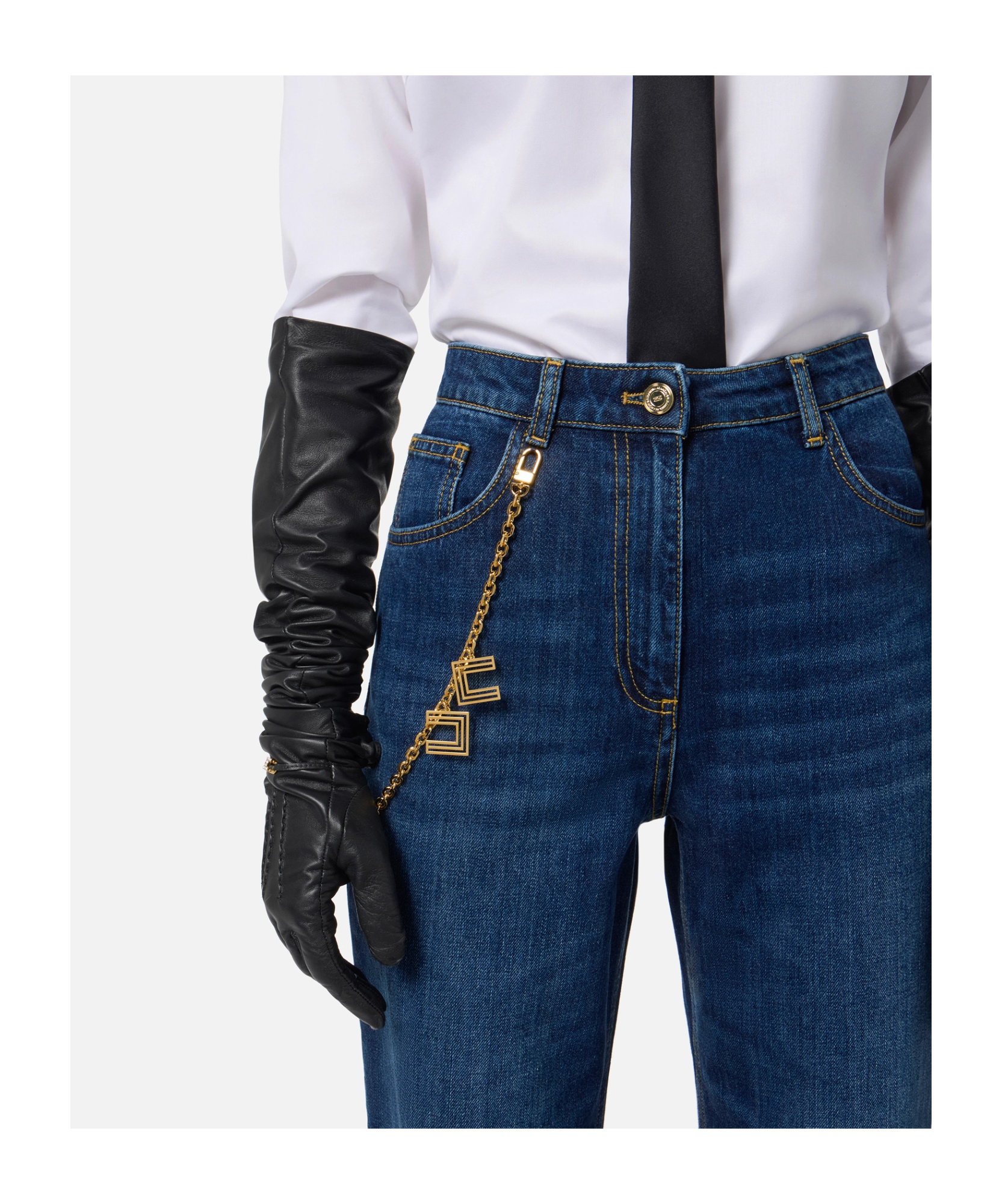 Elisabetta Franchi Jeans Con Catena Gioiello Blu In Blue