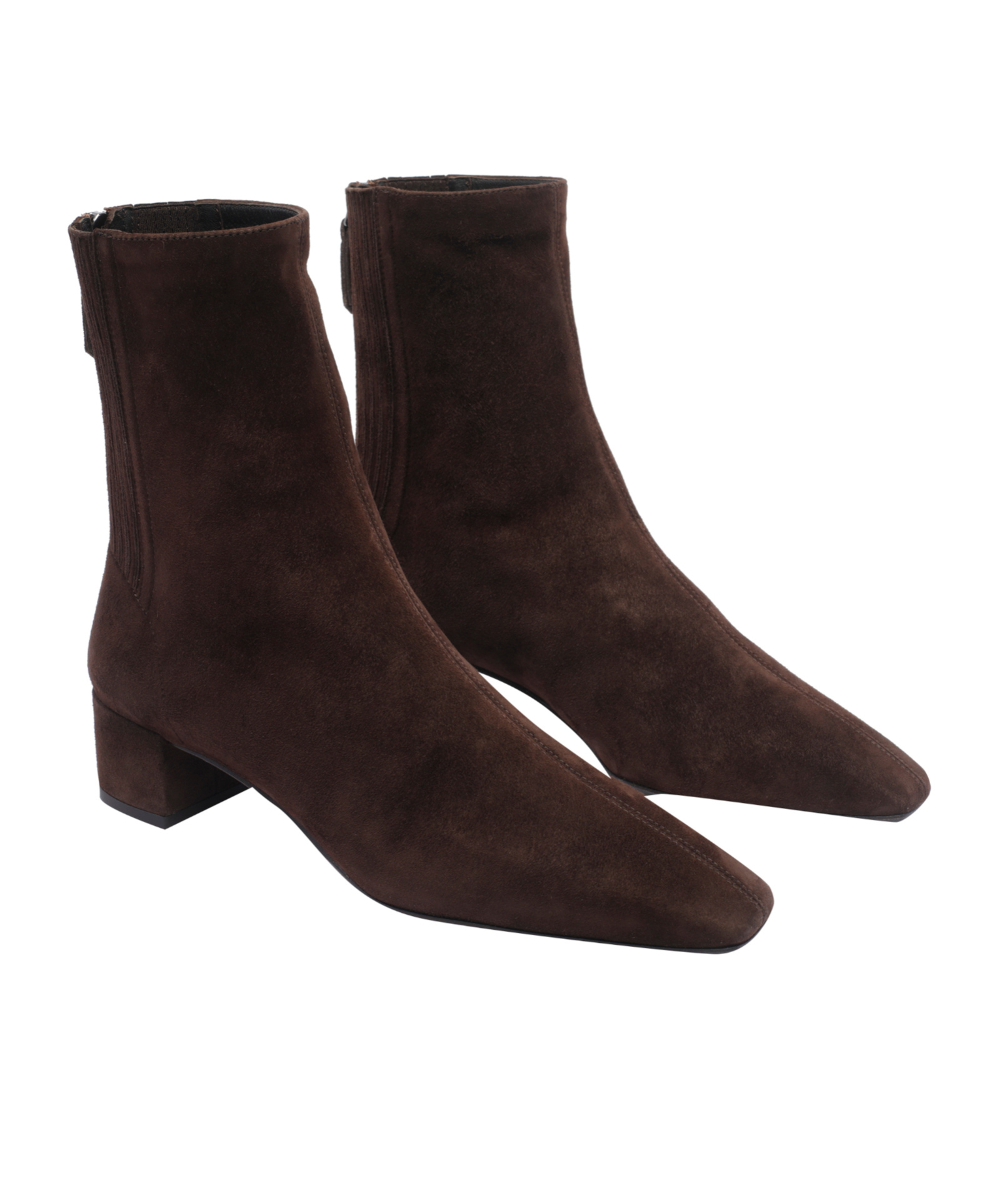 Aquazzura Pointed Toe Brown Suede Ankle Booties In Black