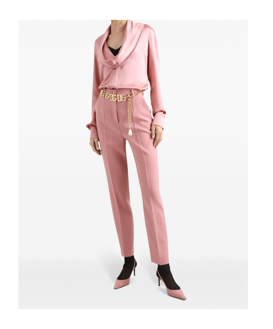 Shop Dolce & Gabbana Cowl-neck Blouse In Pink