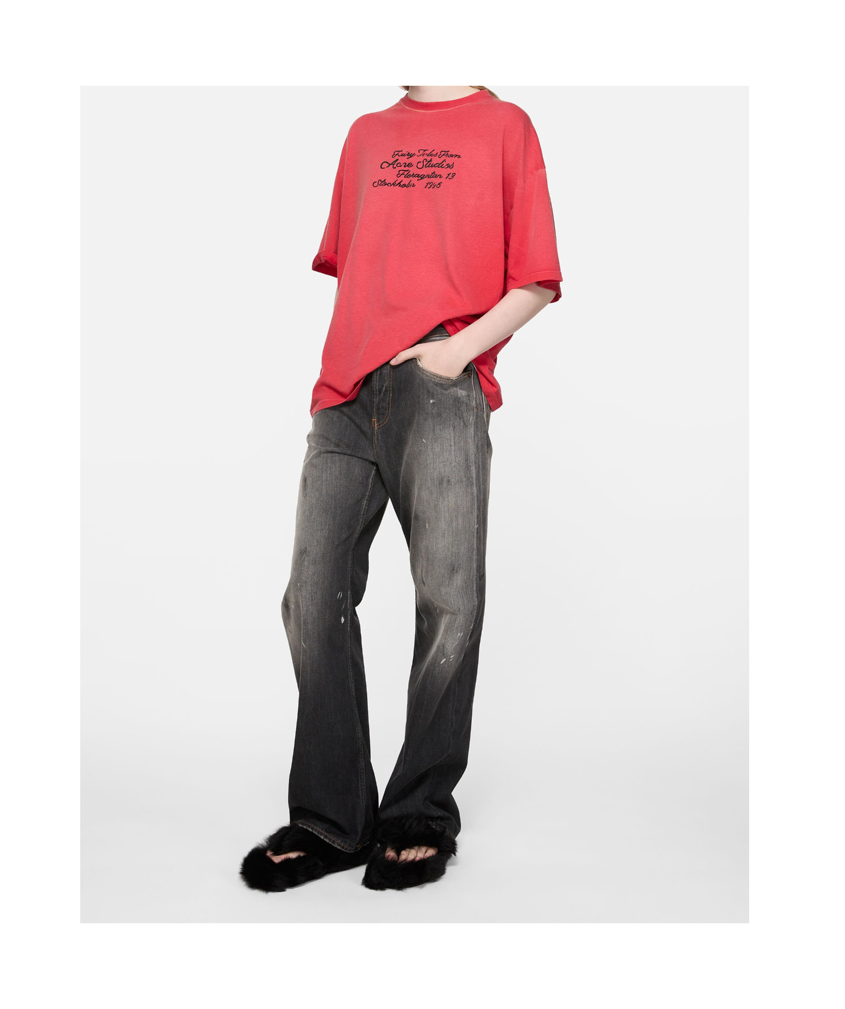Acne Studios Lettering-detail Cotton T-shirt In Red