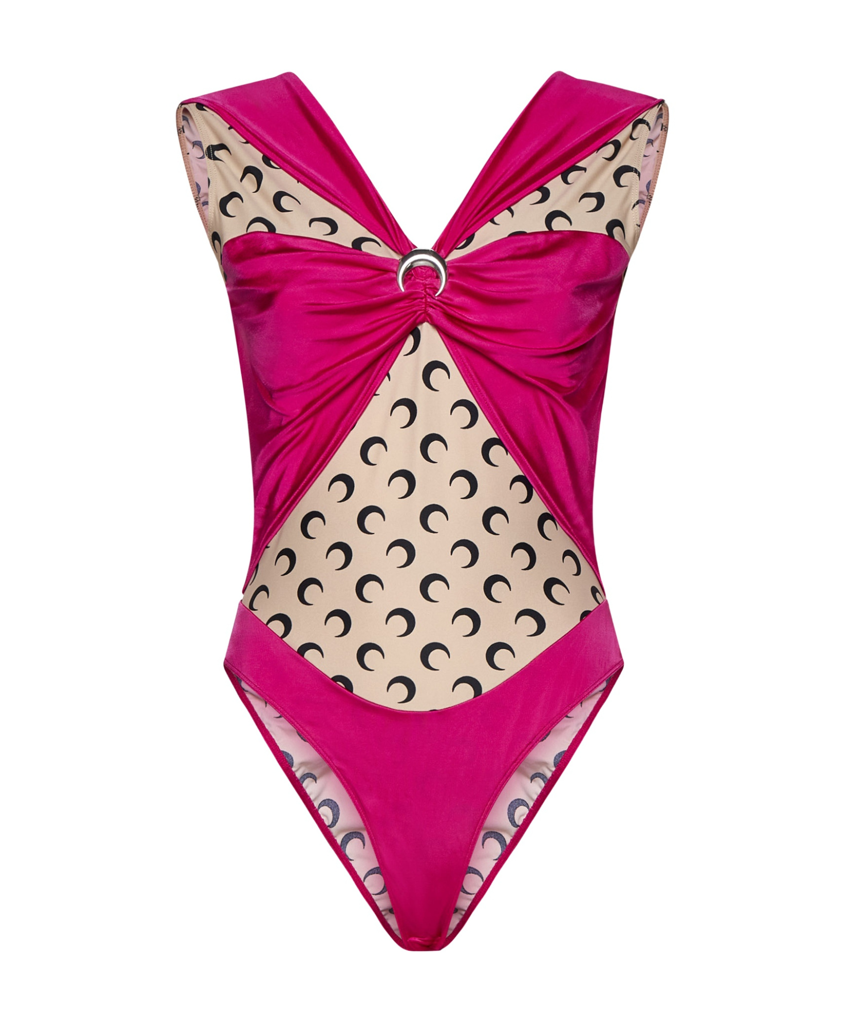 Shop Marine Serre V-neck Sleeveless Draped Bodysuit In Pink