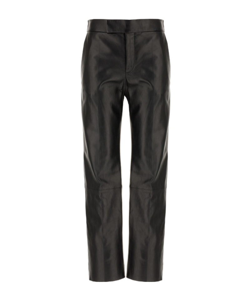 Alberta Ferretti Straight-leg Leather Pants In Black