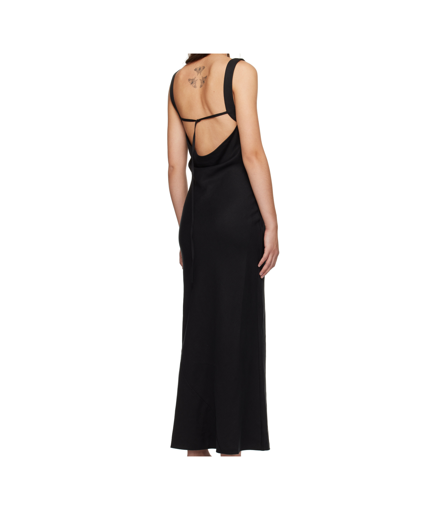St Agni Black Double Drape Maxi Dress
