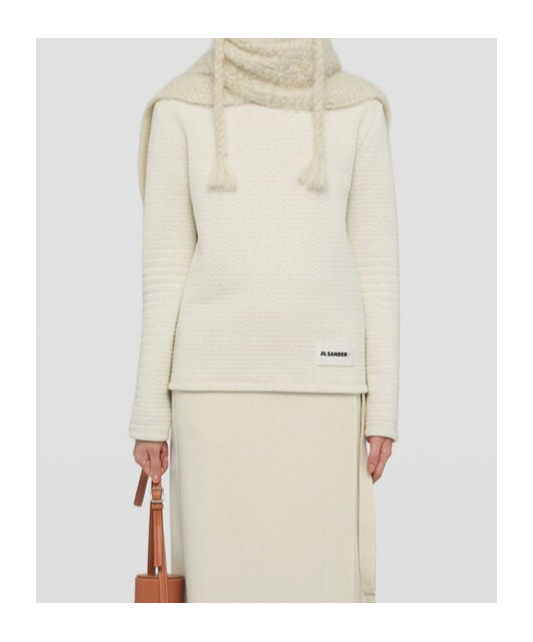 Jil Sander Oversized Cotton Sweatshirt With Subtle Logo Patch In White
