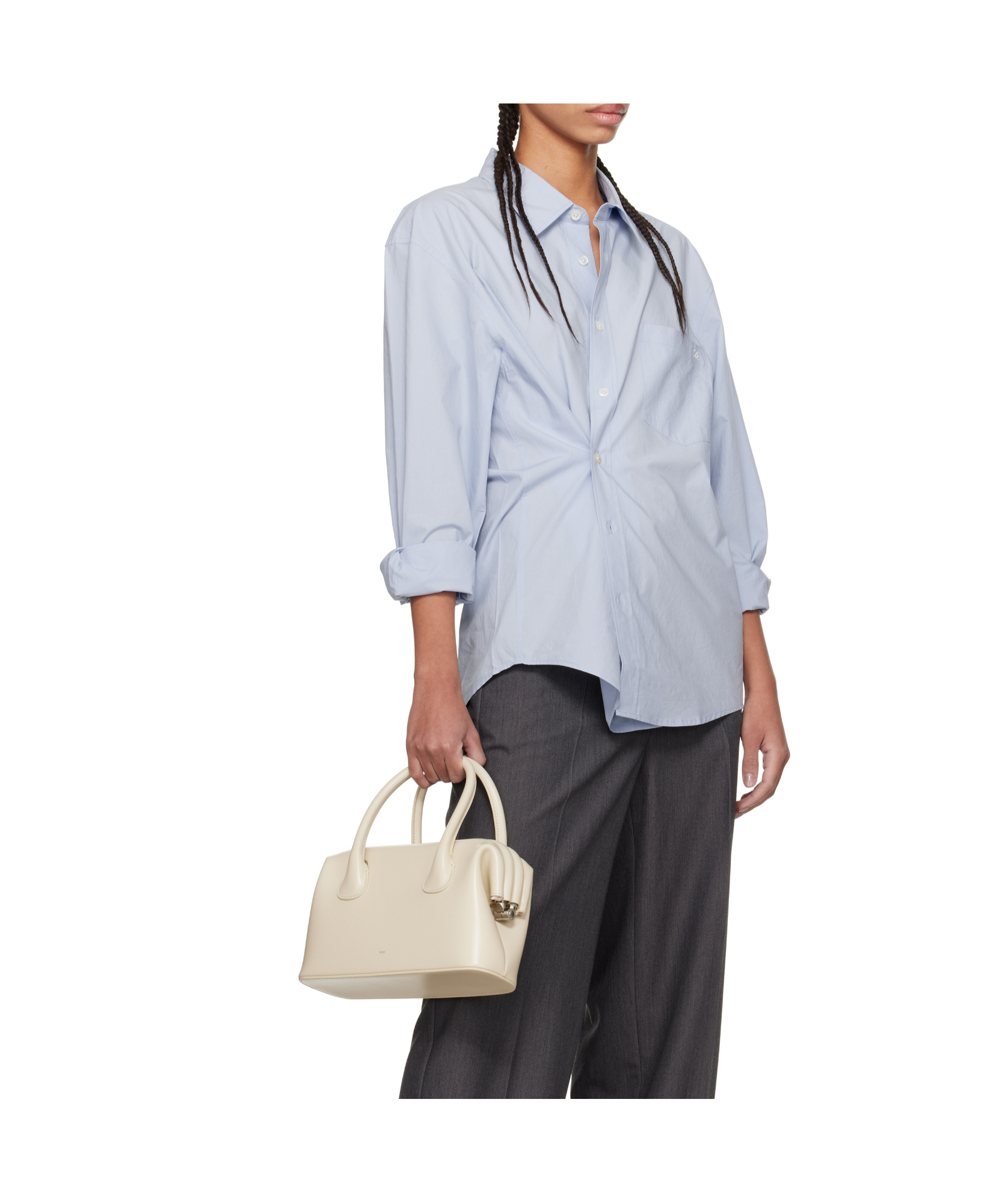 Dunst Light Blue Shirt With Patch Pocket On The Front And Embroidered Logo In Cotton Poplin Man