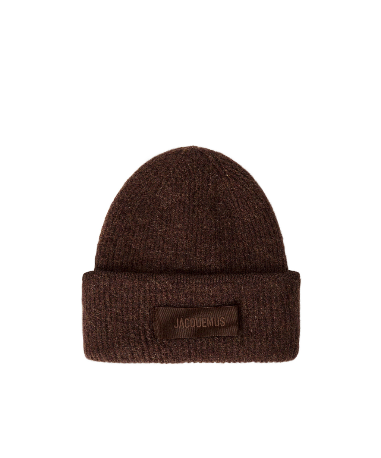 Jacquemus Ribbed Knitted Cold-weather Cap In Brown