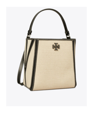 TORY BURCH SMALL MCGRAW CANVAS BUCKET BAG