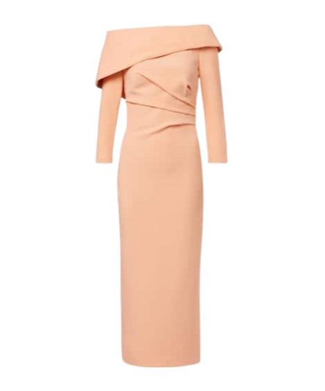 Safiyaa London Off-the-shoulder Crepe Midi Dress In Nude