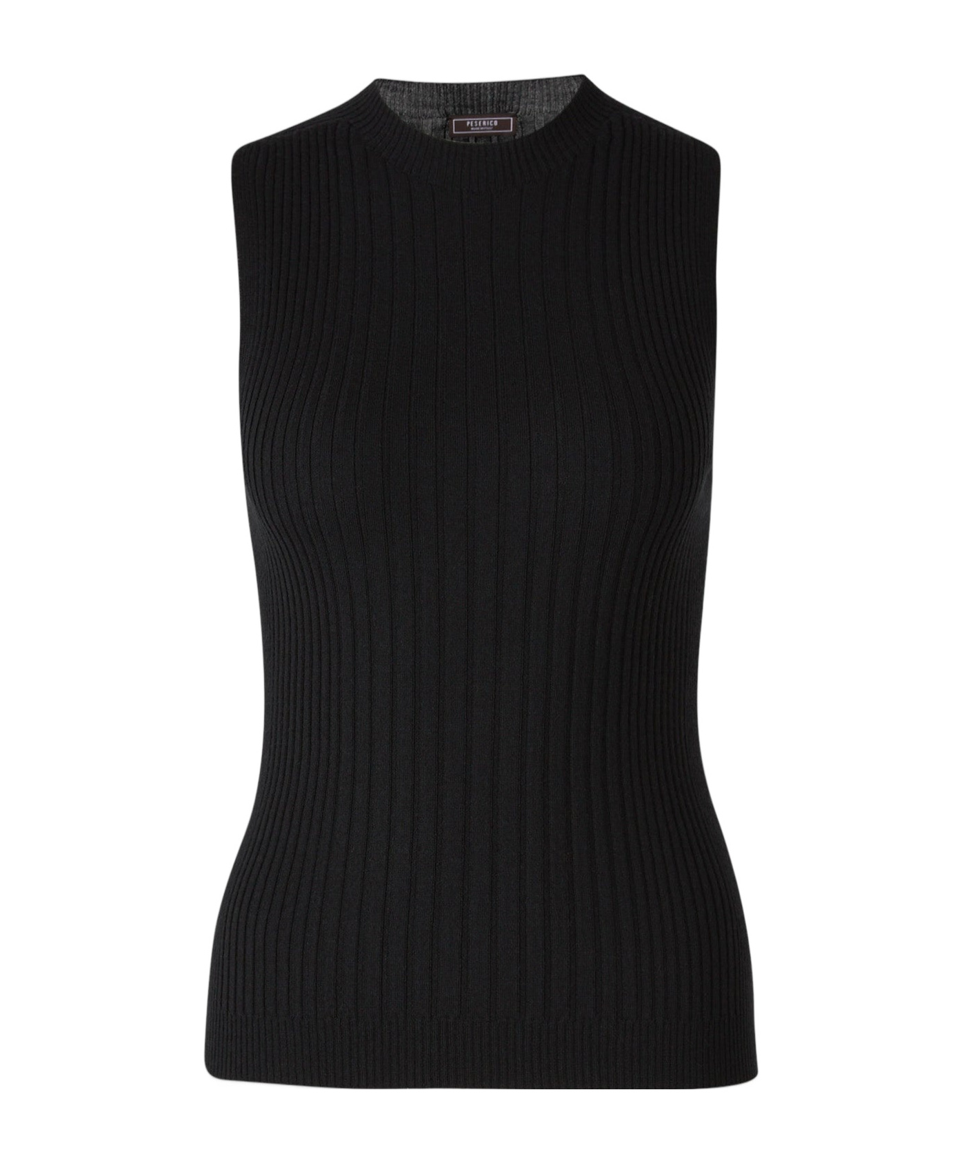 Peserico Ribbed Wool Top In Black
