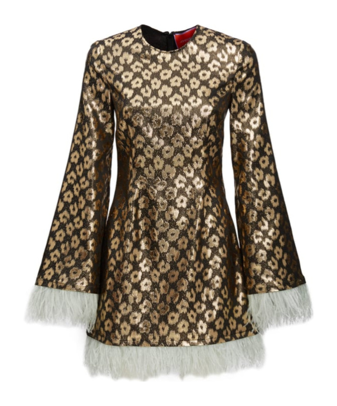 La Doublej Twiggy Dress (with Feathers) In Brown