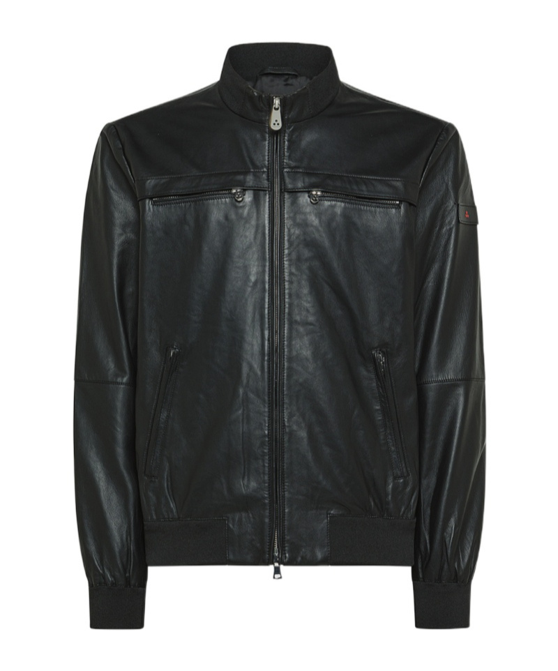 Peuterey Brown Leather Jacket In Black