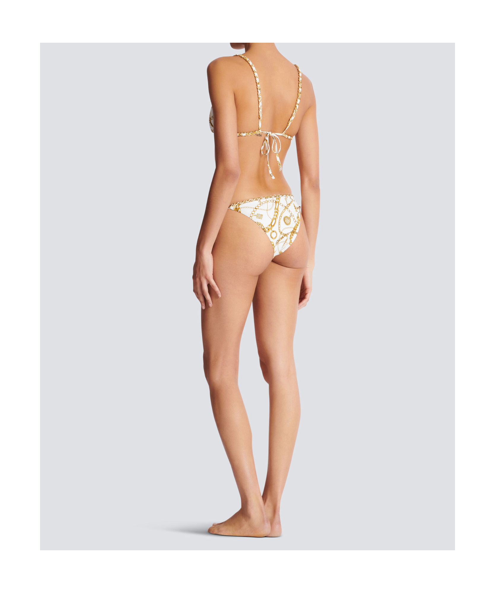 Balmain Chaînes Pattern Printed Two-piece Swimsuit In Gold