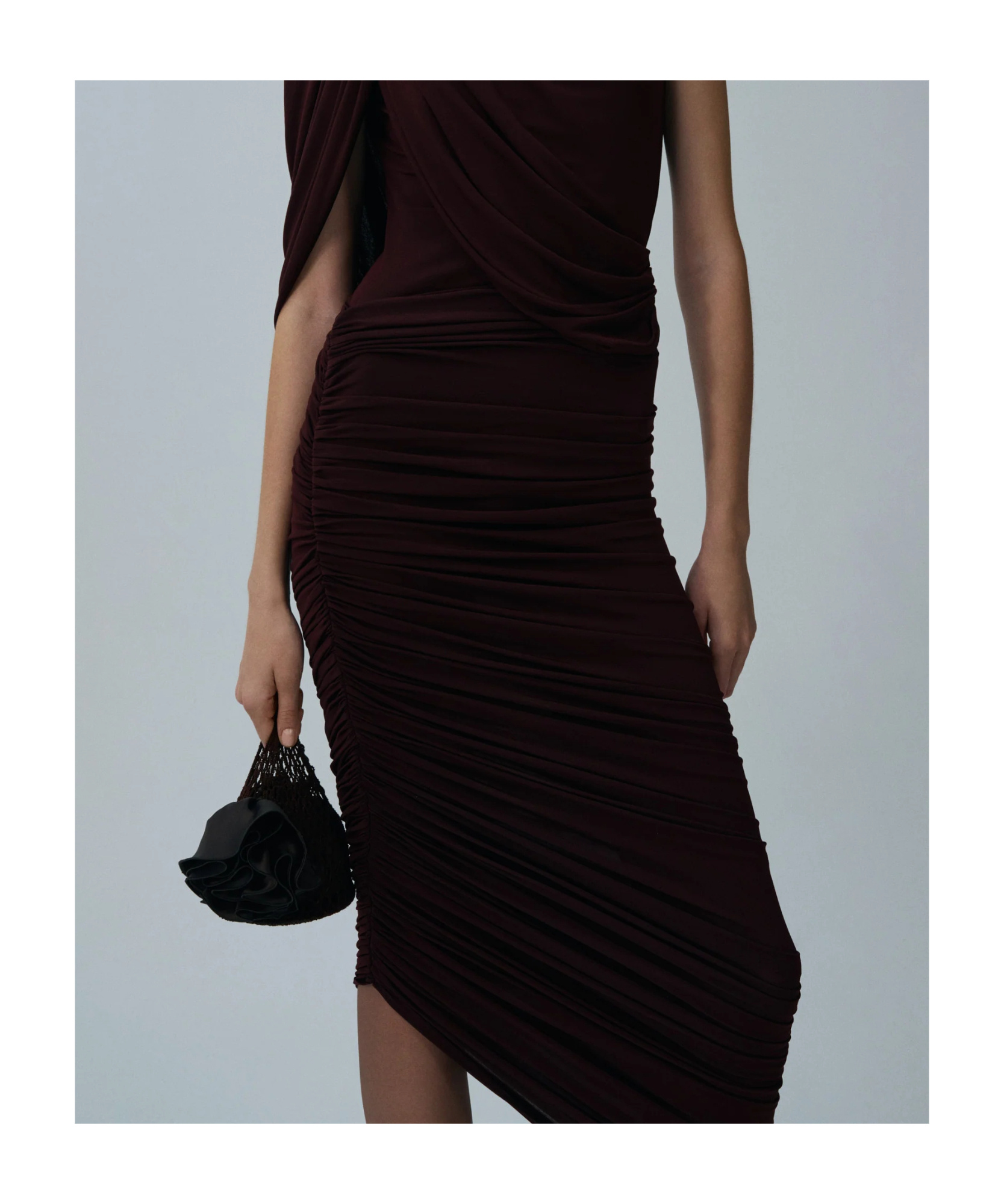 Magda Butrym Asymmetrical Draped Midi Skirt In Bordeaux In Bordeaux Red