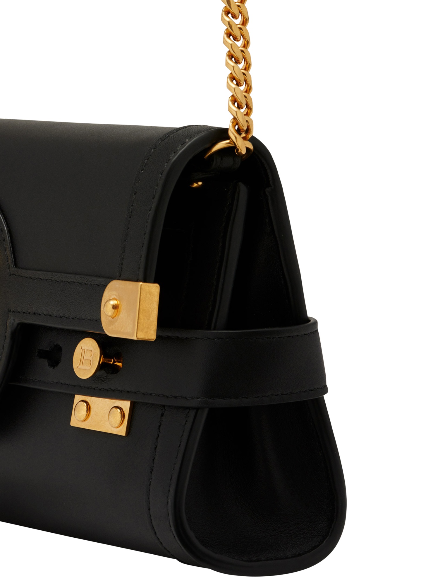 Balmain B-buzz Pouch 23 Leather Clutch In Black
