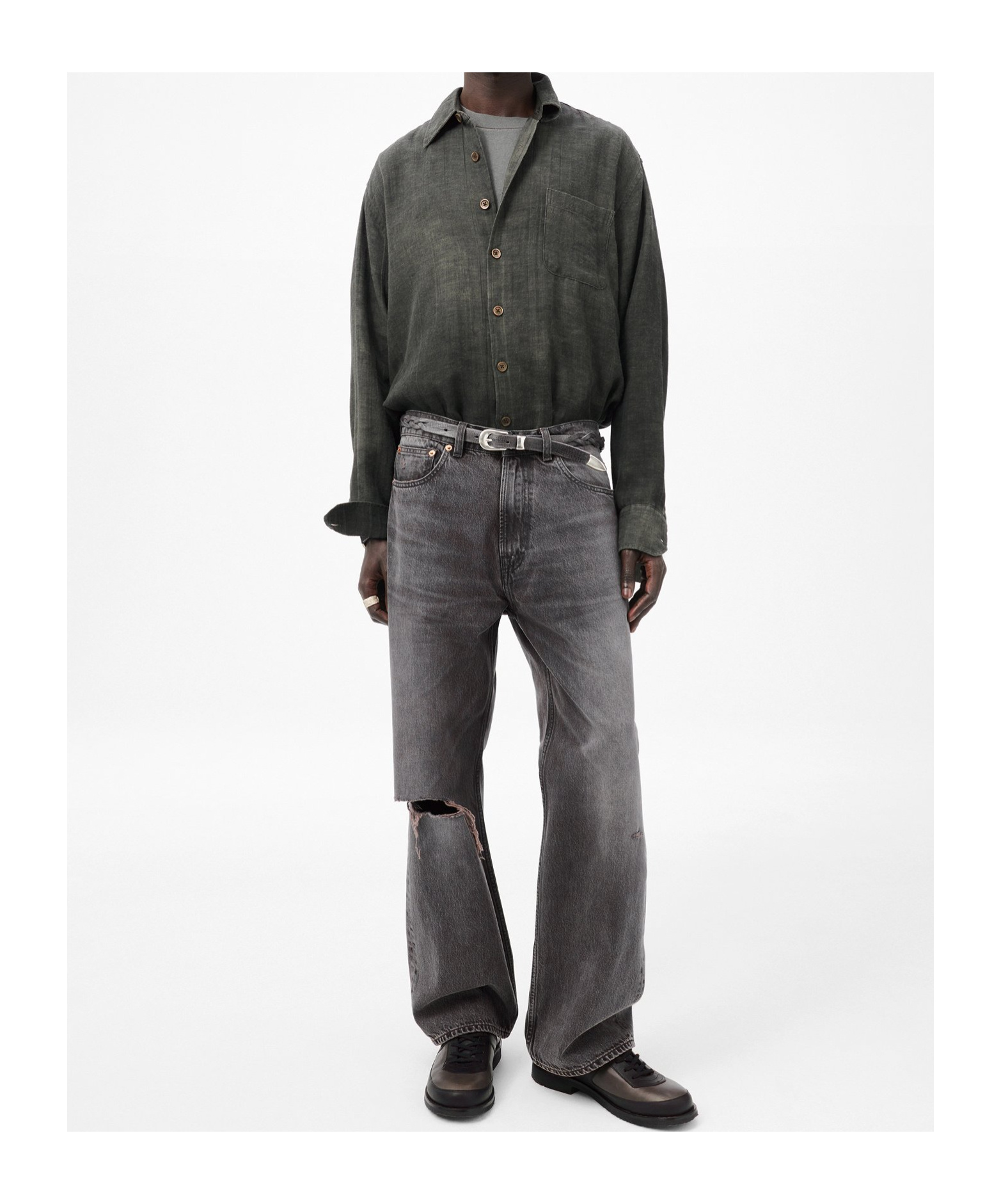 Our Legacy Straight Leg Distressed Five-pocket Jeans In Brown