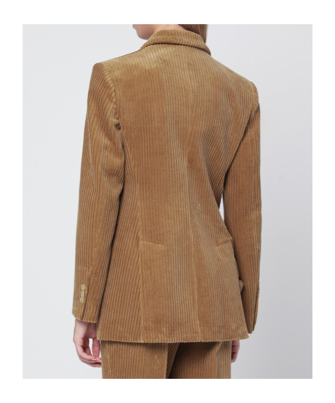 P.a.r.o.s.h Ribbed Velvet Double-breasted Blazer In Brown