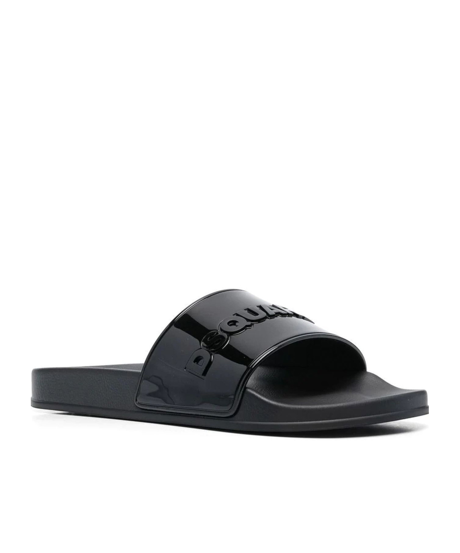 Dsquared2 Embossed-logo Open-toe Slides In Black