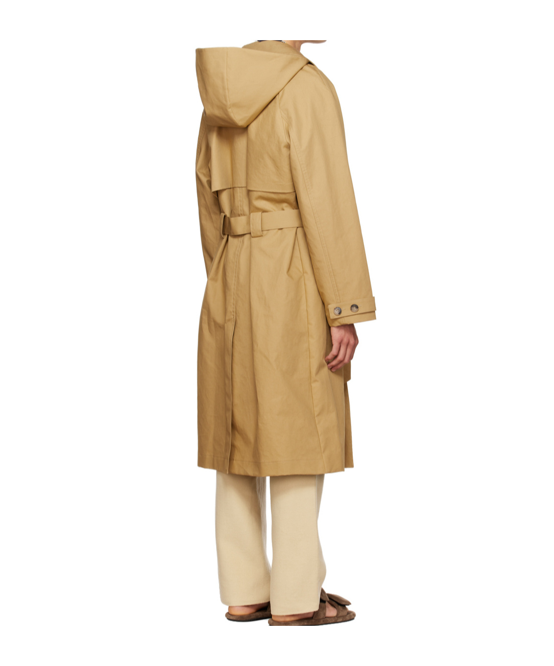 Nanushka Hooded Trench Coat In Nude