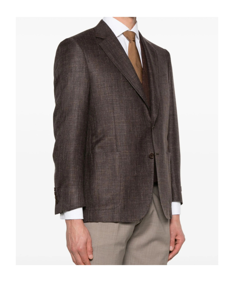 Shop Canali Marl-knit Blazer In Black