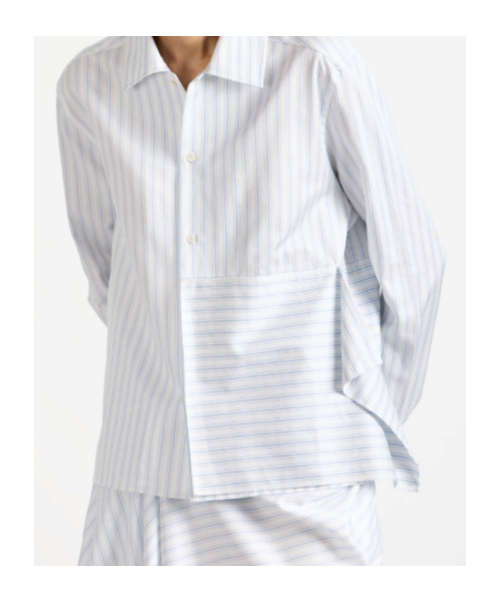 Jw Anderson Womens Asymmetric Draped Shirt In White  Blue In White