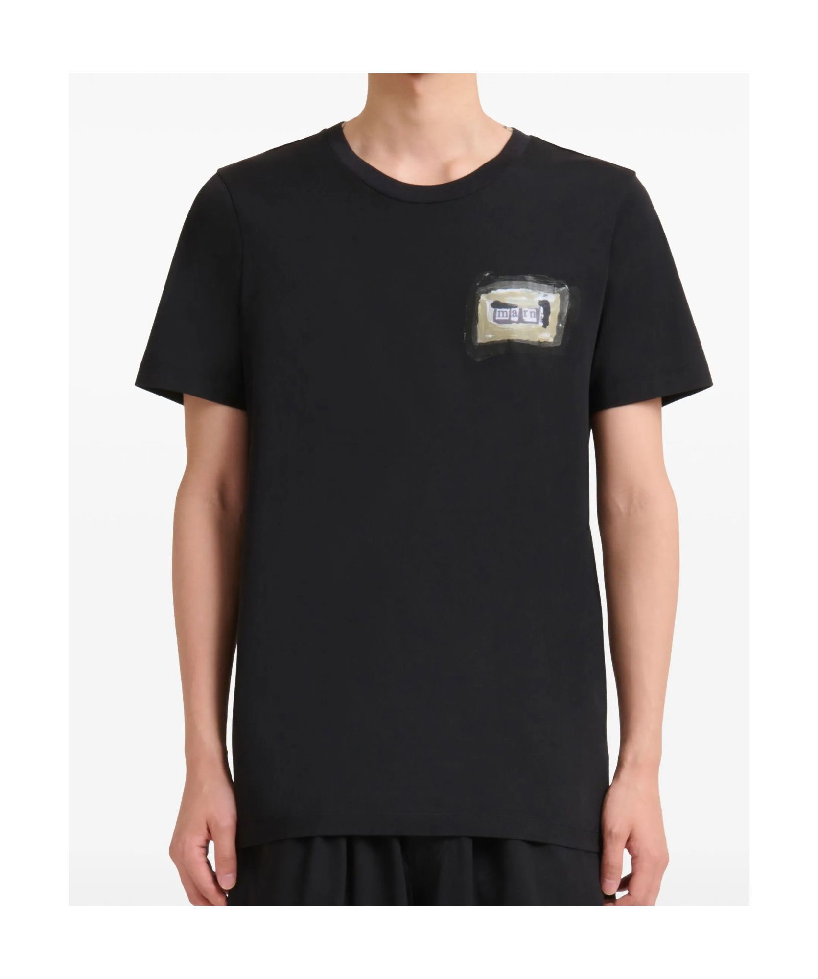 Marni Cotton Logo Graphic Tee In Black