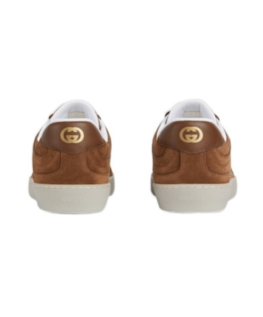 Gucci Men G75 Leather Sneakers In Brown