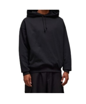 Y-3 Black Cotton And Recycled Polyester Hoodie With White Raglan Stripes In Black