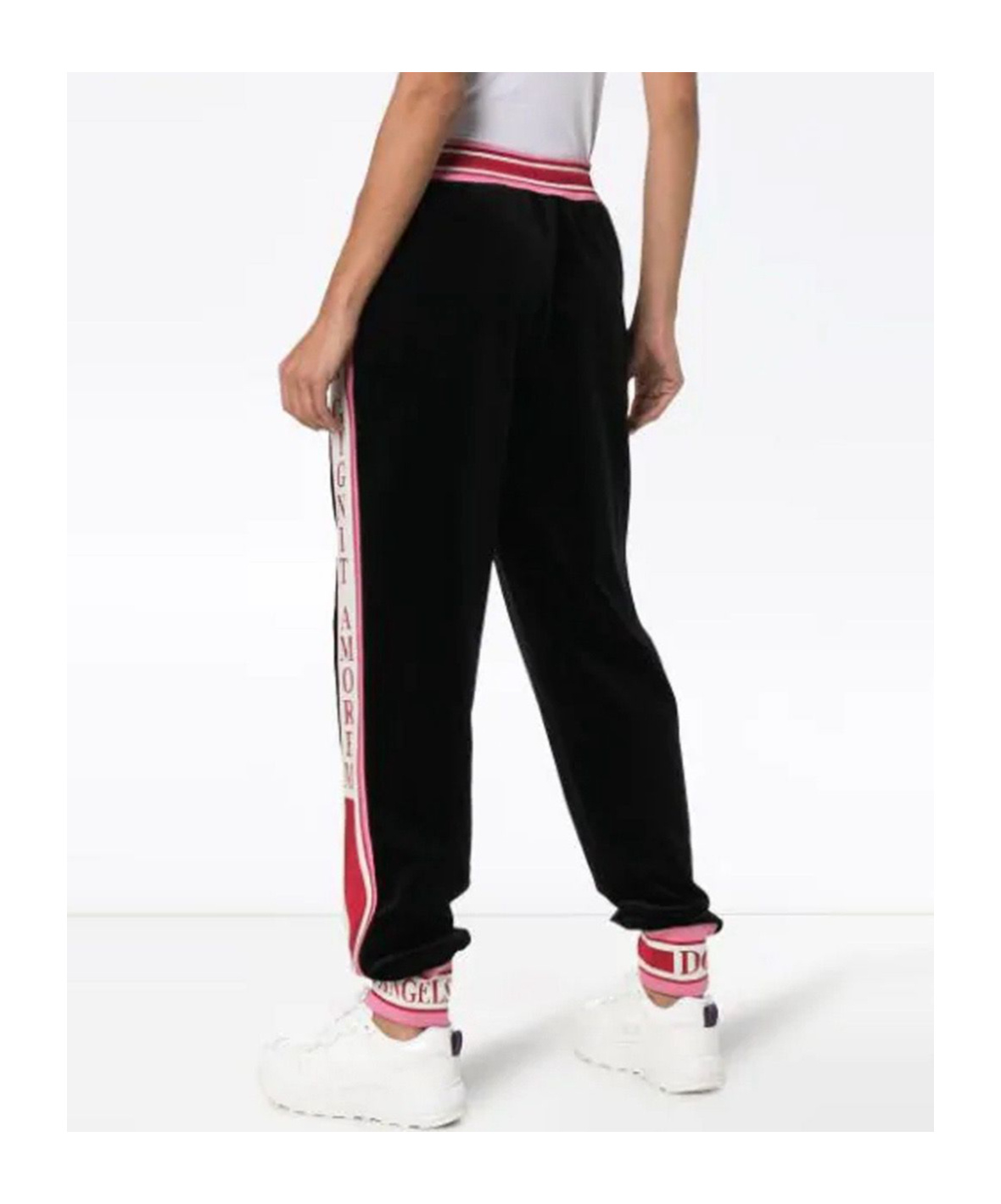 Dolce & Gabbana Logo Striped Sweatpants In Black