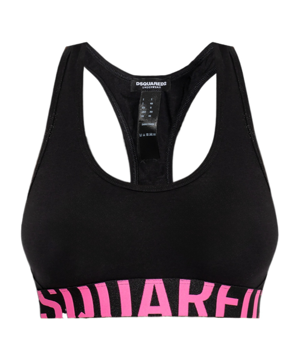 Dsquared2 Low Round Neck Bra In Black
