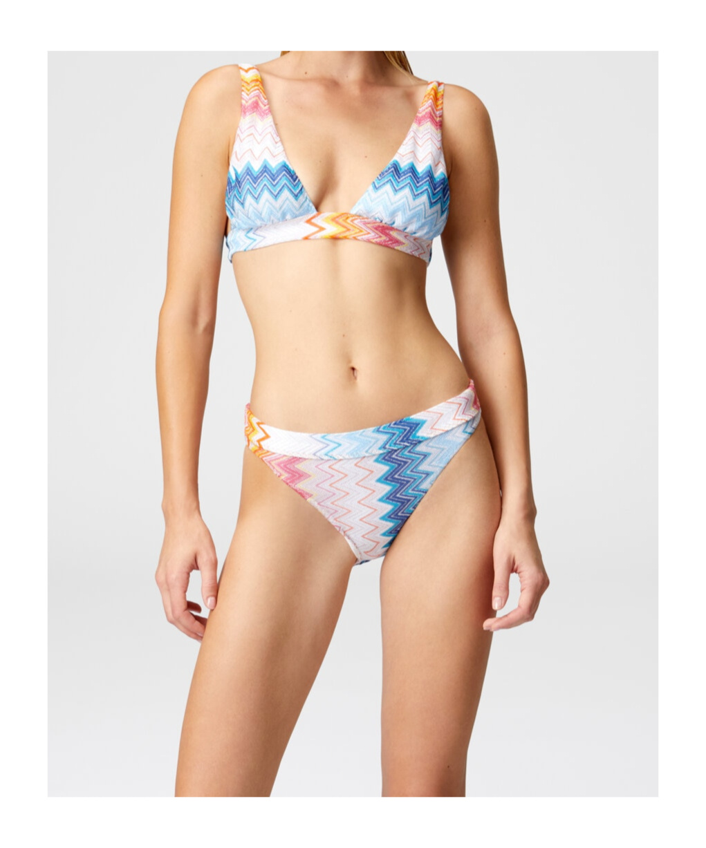 Shop Missoni Zigzag-knit Bikini Set In Blue