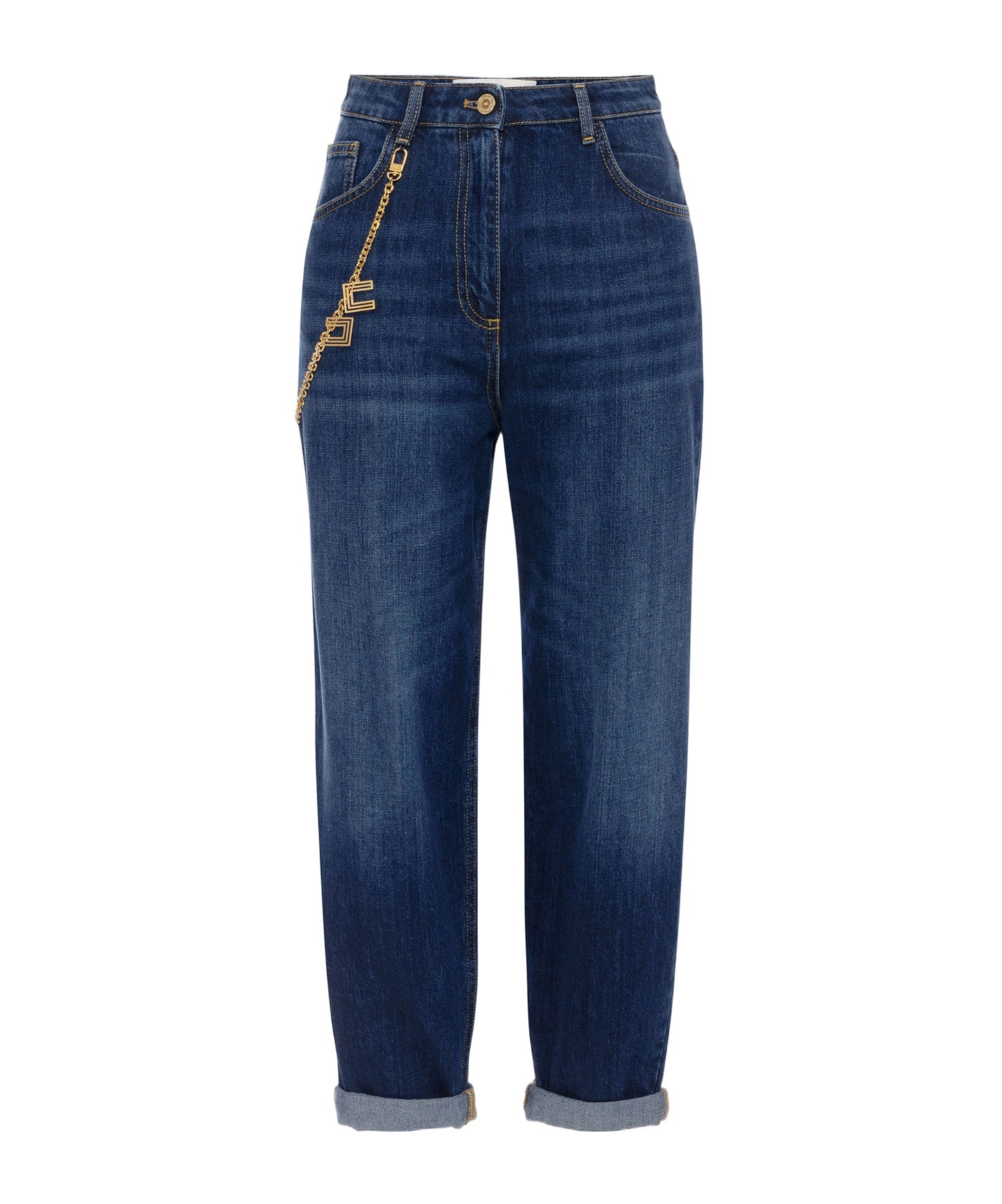 Elisabetta Franchi Jeans Con Catena Gioiello Blu In Blue
