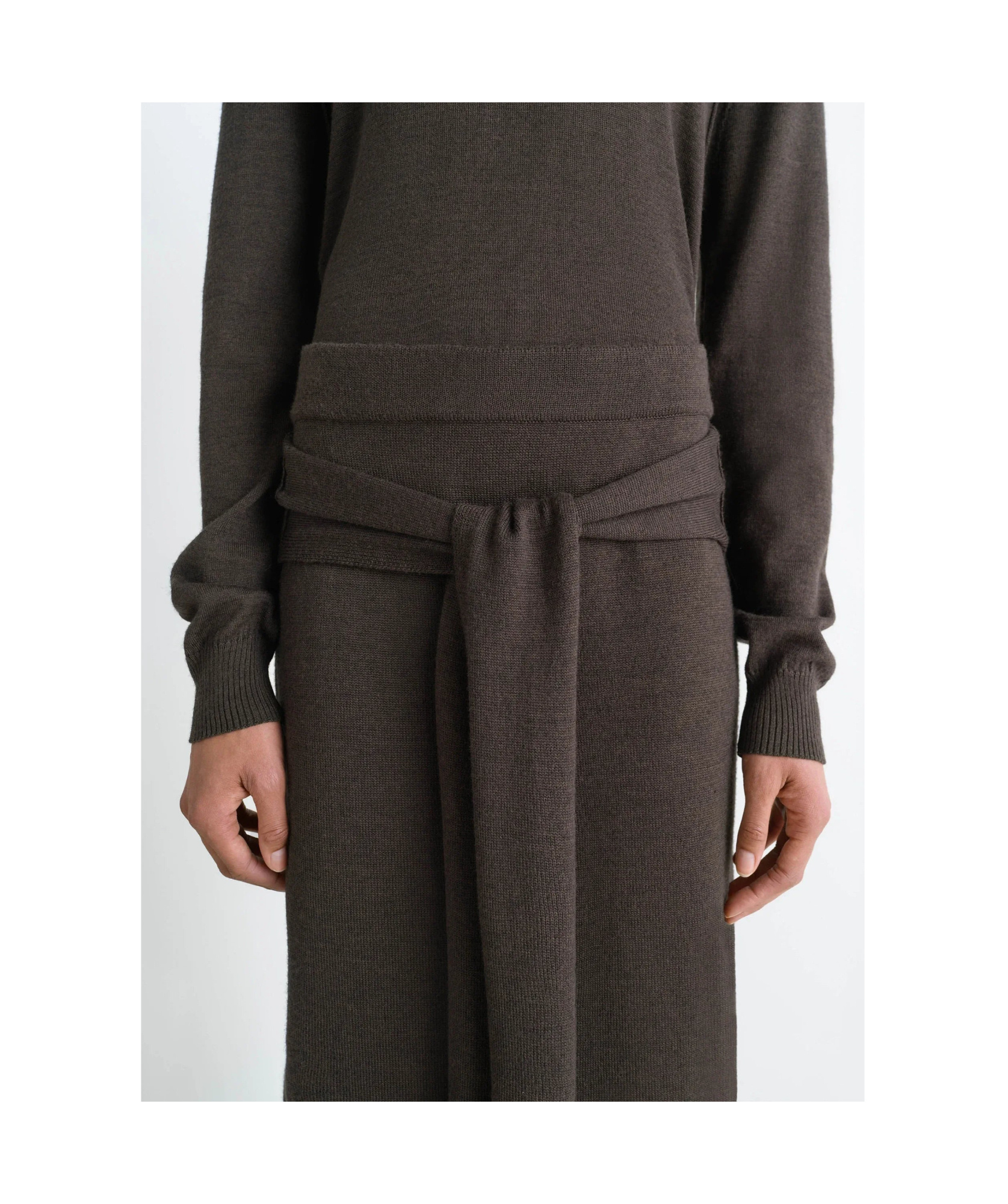 Lemaire Tie-detail Ribbed Midi Skirt In Black