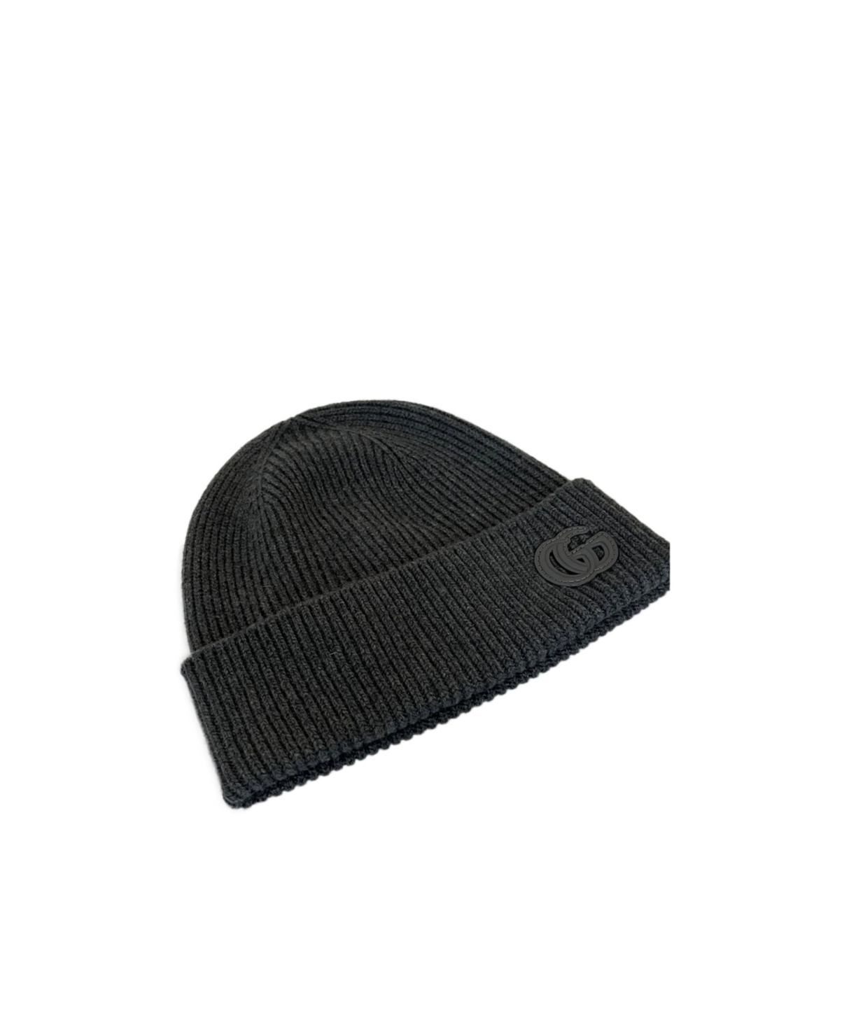 Gucci Ribbed Logo Beanie In Gray