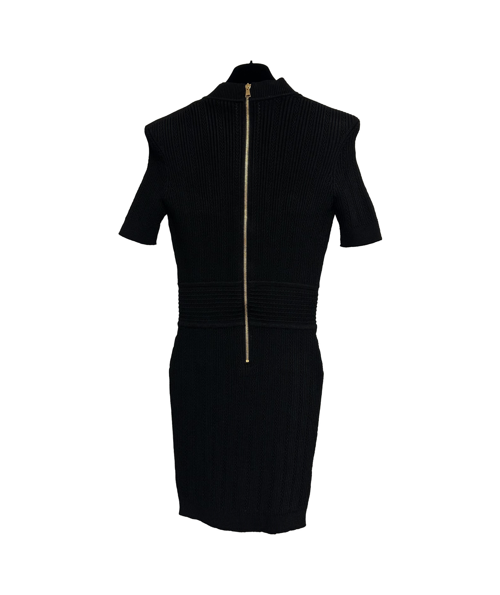 Balmain V-neck Knit Dress In Black