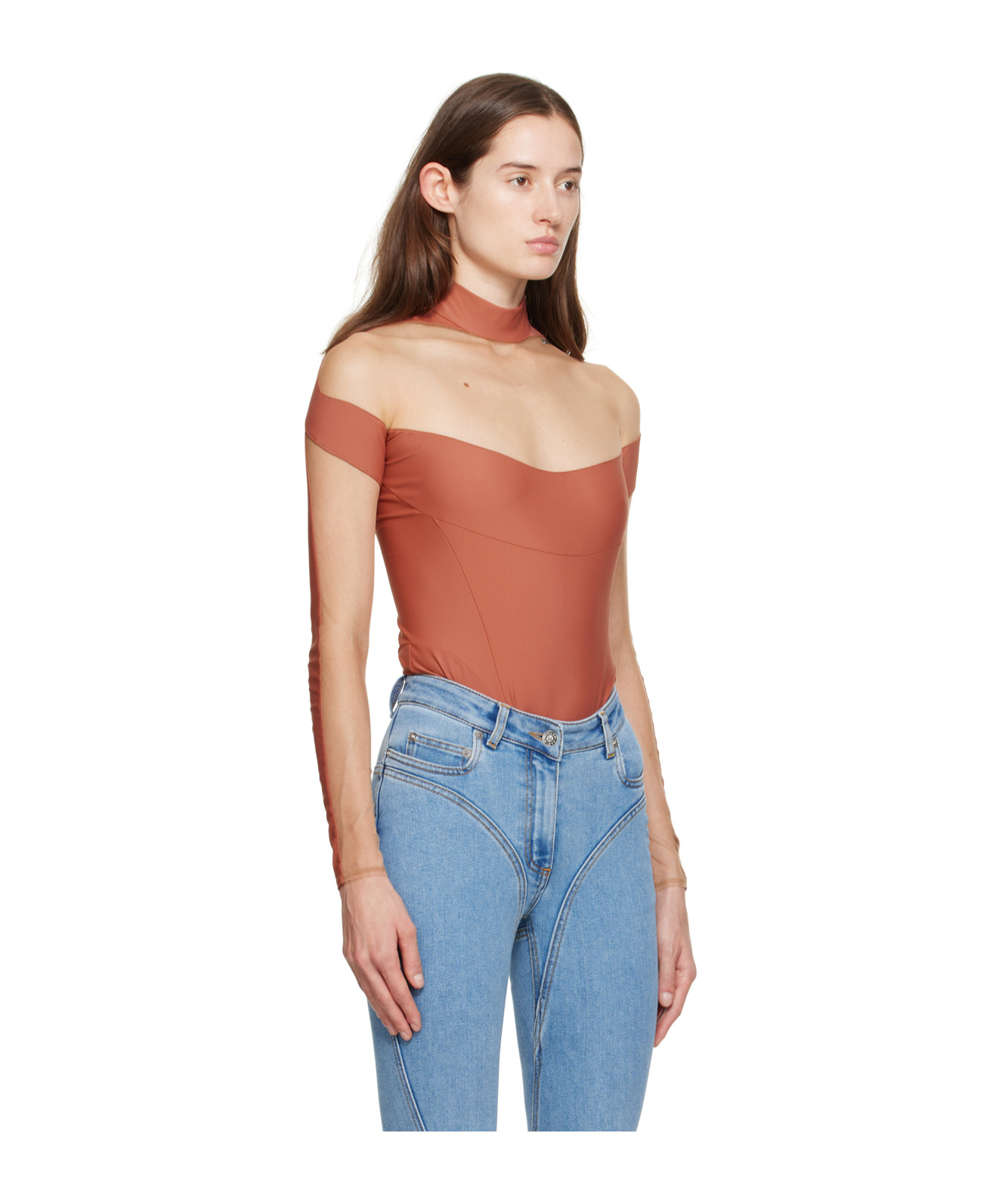 Mugler Small High-neck Zipper One-piece In Multicolor