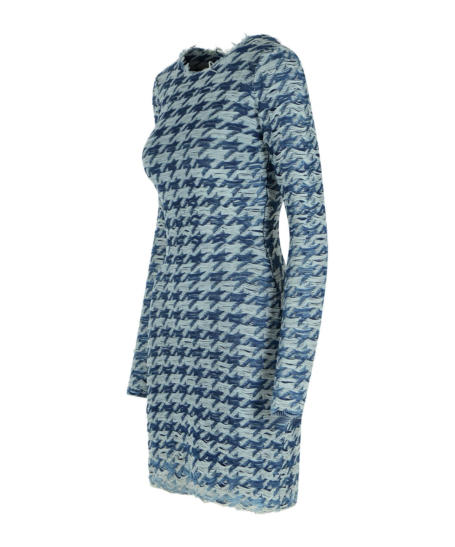 Diesel Women Light Blue Houndstooth Denim M-halma Minidress In Blue
