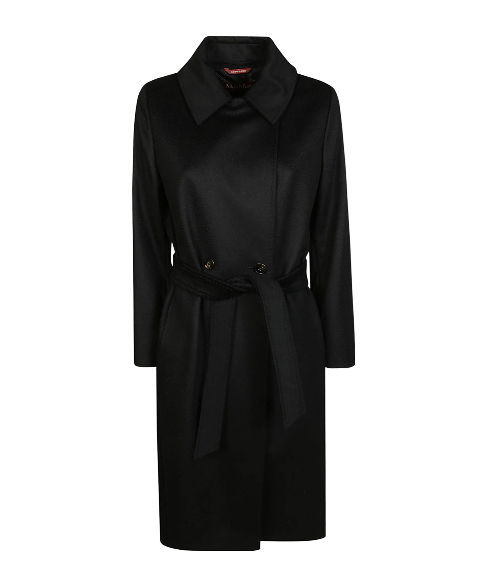 Max Mara Straight-cut Black Coat With Double-button Closure In Black