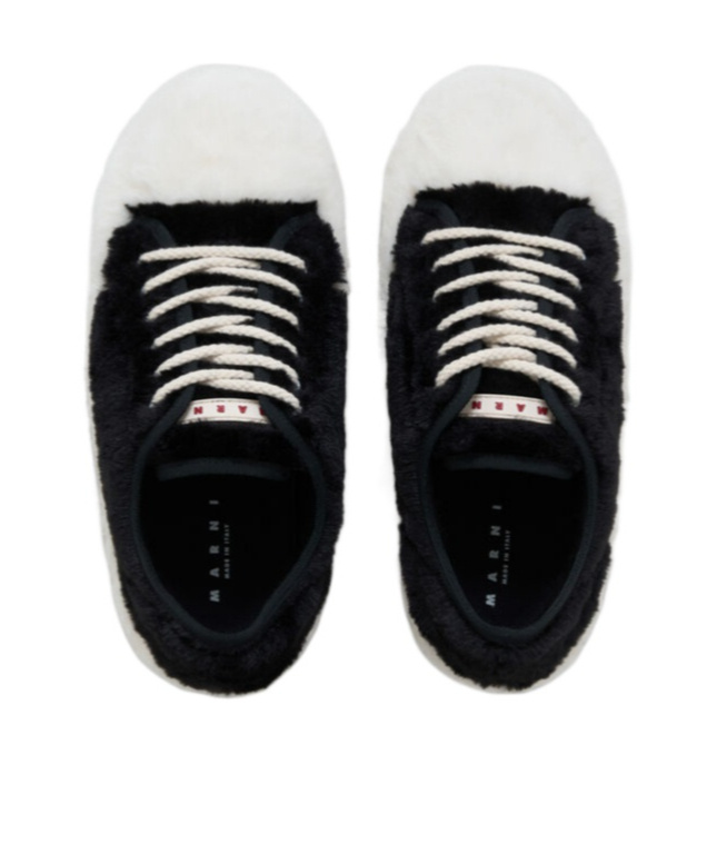 Shop Marni Black Teddy Tennis Sneaker