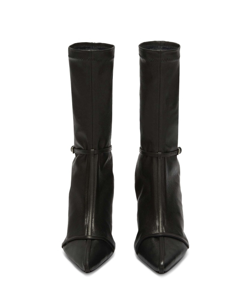 Jil Sander Stivaletto Trunk Nylon T-strap Booties In Black